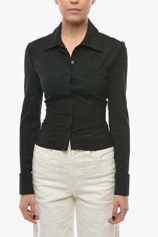LE SPLASH Stretch Wool PINA Slim Shirt with Chest Pocket