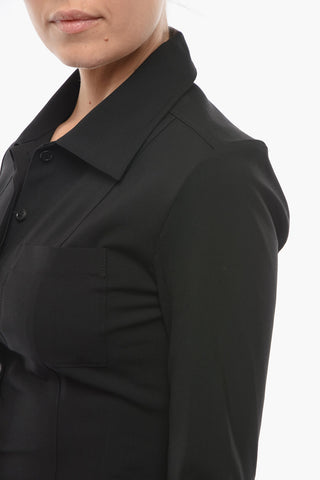 LE SPLASH Stretch Wool PINA Slim Shirt with Chest Pocket