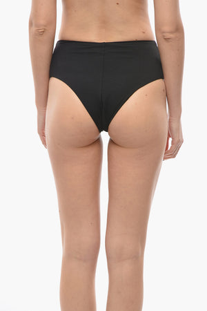 High-Waisted Bikini Briefs with Silver Logo