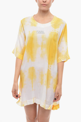 Tie-Dye Effect Swimsuit Cover-up with Side Splits