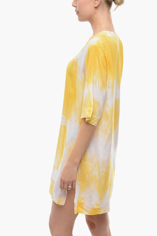 Tie-Dye Effect Swimsuit Cover-up with Side Splits