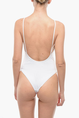 Two-Tone One-Piece Swimsuit With Printed Logo