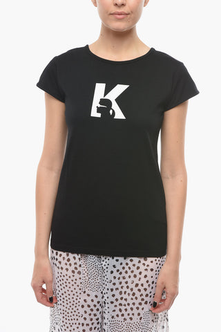 T-Shirt Girocollo con Stampa Logo a Contrasto