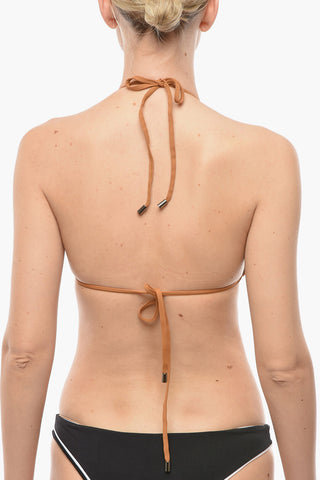 Triangle Bikini Top with Contrasting Printed Logo