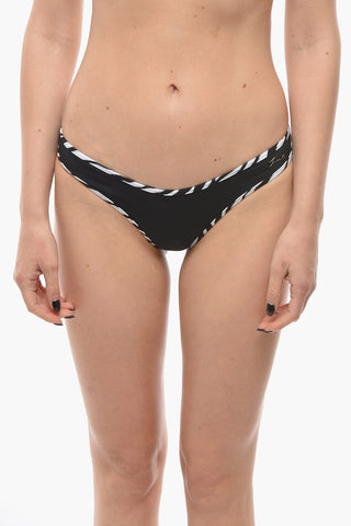 Solid-Color Bikini Briefs with Animal Print Details