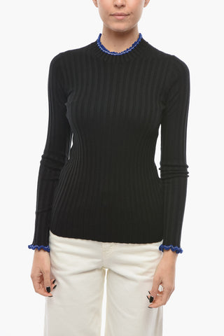 Ribbed Cashmere and Silk Sweather with Elasticated Trims