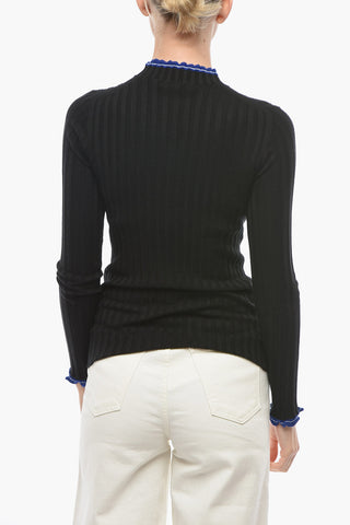 Ribbed Cashmere and Silk Sweather with Elasticated Trims