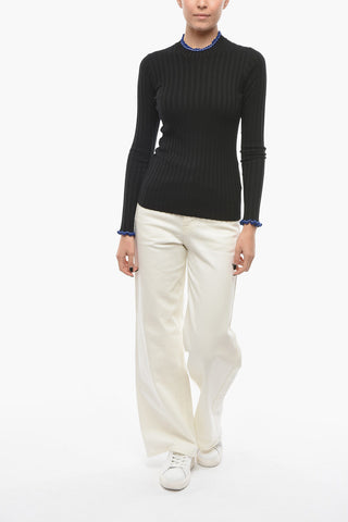 Ribbed Cashmere and Silk Sweather with Elasticated Trims