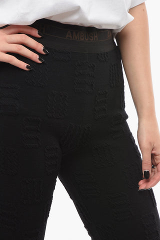 Flared-leg Trousers with Logoed Waistband and Embossed Monogram