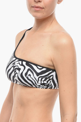 Top Bikini Monospalla a Fantasia Animalier