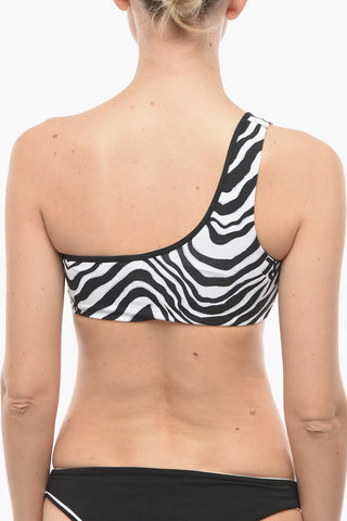 Top Bikini Monospalla a Fantasia Animalier