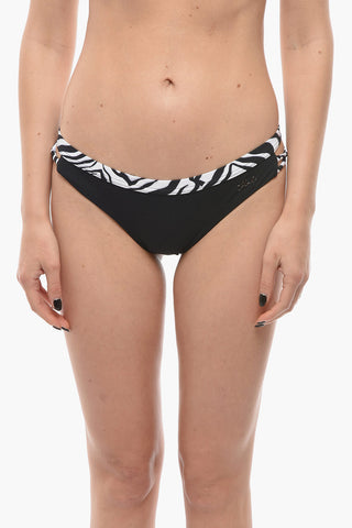 Solid Color Bikini Bottom with Animal Patterned Edges