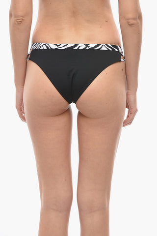 Solid Color Bikini Bottom with Animal Patterned Edges