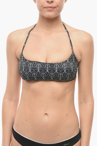Halter Bikini Top with Iconic All-Over Print