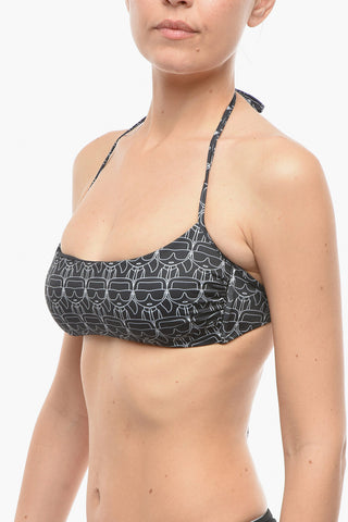 Halter Bikini Top with Iconic All-Over Print