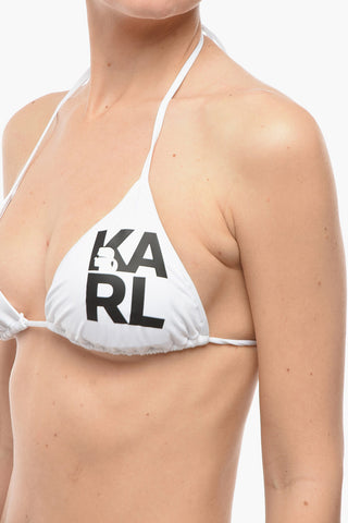 Triangle Bikini Top with Printed Logo