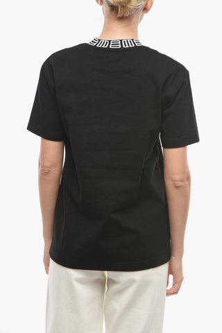 T-shirt Girocollo con Cucitura Monogram a Contrasto