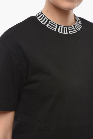 T-shirt Girocollo con Cucitura Monogram a Contrasto