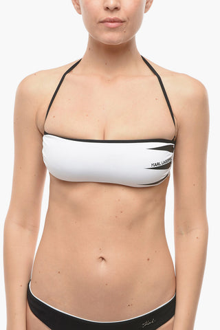 Top Bikini a Fascia con Rifiniture a Contrasto