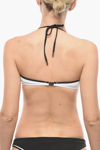 Top Bikini a Fascia con Rifiniture a Contrasto
