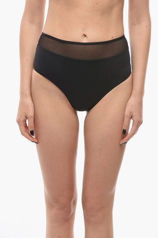 High Waist Bikini Bottom with Sheer Detail