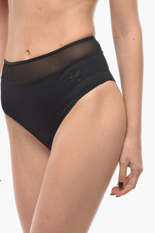 High Waist Bikini Bottom with Sheer Detail