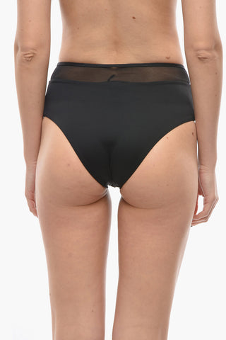 High Waist Bikini Bottom with Sheer Detail