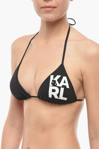Triangle Bikini Top with Printed Logo