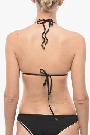 Top Bikini a Triangolo con Logo Stampato