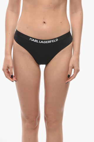 Solid Color SPORT Bikini Bottom with Elastic Band Logoed at the Waist