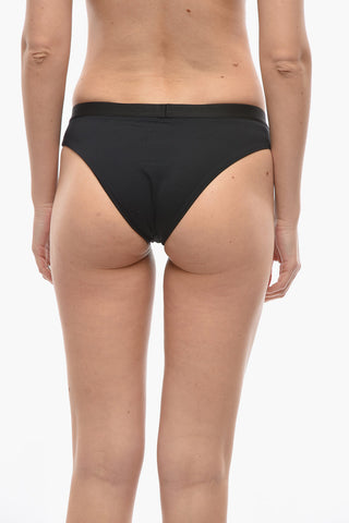 Solid Color SPORT Bikini Bottom with Elastic Band Logoed at the Waist