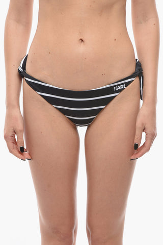 Awning Striped Bikini Bottom With Knotted Laces