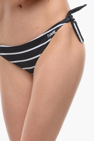Awning Striped Bikini Bottom With Knotted Laces