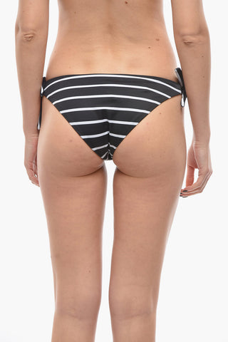 Awning Striped Bikini Bottom With Knotted Laces