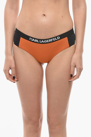 Bikini-Slip SPORT zweifarbig mit elastischem Logobund in der Taille