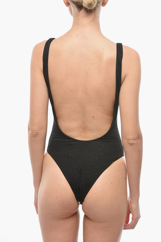 Logo Printed Lurex One-Piece Swimsuit