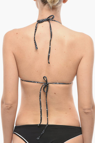 Top Bikini a Triangolo con Stampa Iconica All-Over