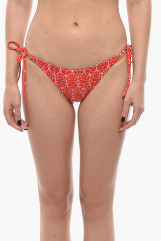 Bikini-Slip mit ikonischem Allover-Print und bindbaren Bändchen