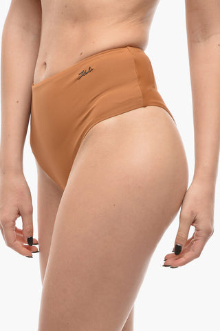 High-Waisted Bikini Briefs with Silver Logo