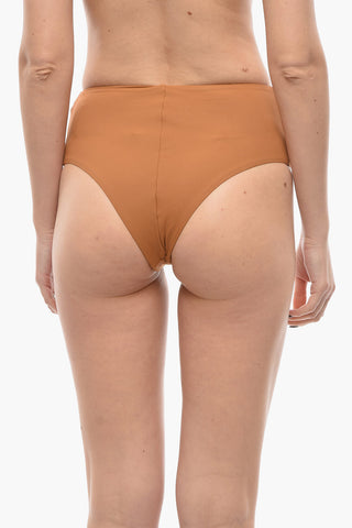 High-Waisted Bikini Briefs with Silver Logo