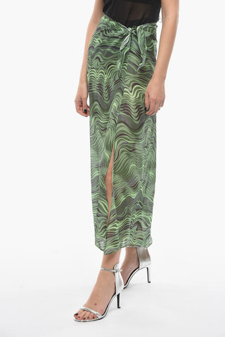 Silk and Linen-blend NILA Pareo with Wave Pattern