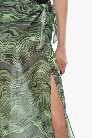 Silk and Linen-blend NILA Pareo with Wave Pattern