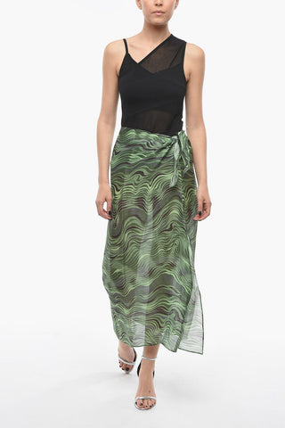Silk and Linen-blend NILA Pareo with Wave Pattern