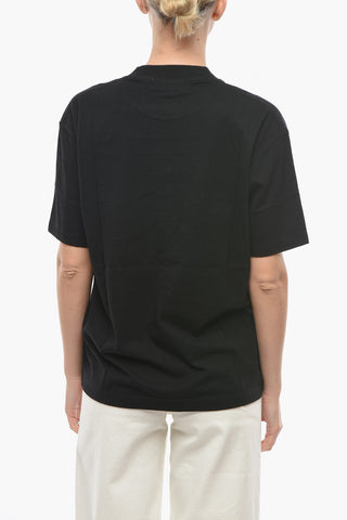 Crew-neck T-shirt with Contrasting Logoed Embroidery