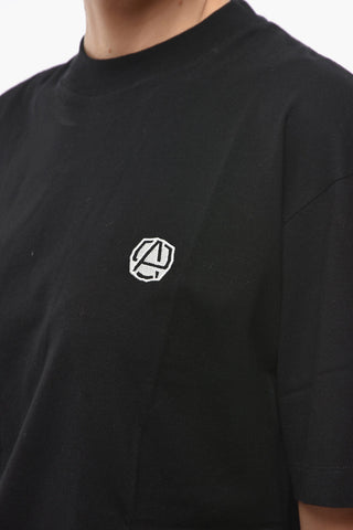 Crew-neck T-shirt with Contrasting Logoed Embroidery