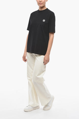 Crew-neck T-shirt with Contrasting Logoed Embroidery