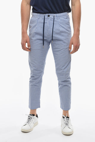 Pantaloni MITTE A Quadri a Una Pince con Lacci a Contrasto