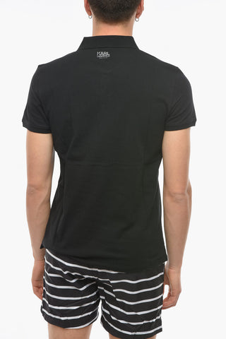Solid Color 2 Buttons Polo Shirt with Printed Logo