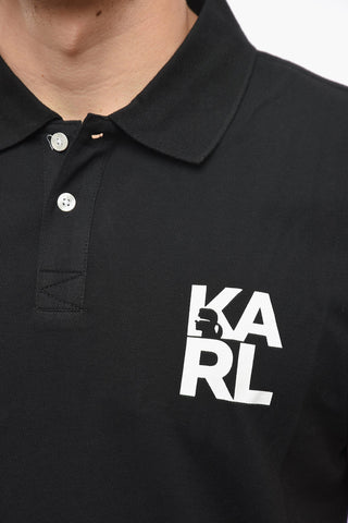 Solid Color 2 Buttons Polo Shirt with Printed Logo