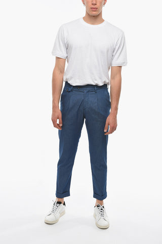 Stretch Cotton RAVAL Pants with Cuffed Hem